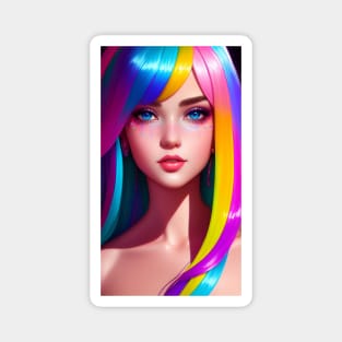 Woman With Colorful Hair Magnet