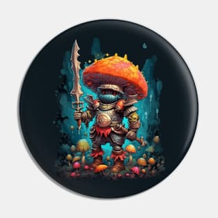 Nocturnal Spore Sentinel: Fantasy Mushroom Knight Pin