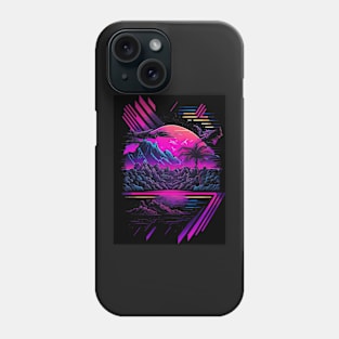 Synthwave sunset abstraction Phone Case