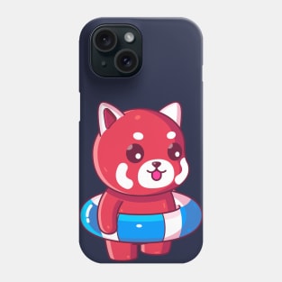 Cute red panda with swimming ring summer vacation Phone Case