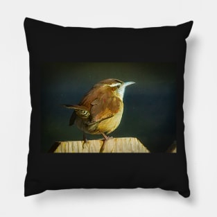 Playful Carolina Wren by Debra Martz Pillow