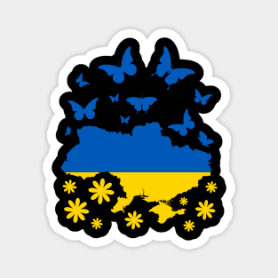 Stand with Ukraine butterflies Magnet