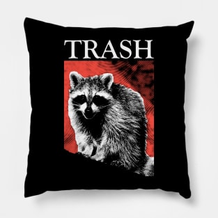 Red Trash Raccoon Pillow