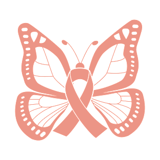 Peach Butterfly Awareness Ribbon T-Shirt