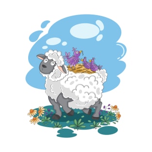 The bird's mom makes a nest on a sheep's back T-Shirt