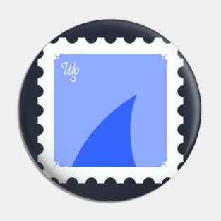 Wool Shark Fin Blue Stamp Illustration Pin