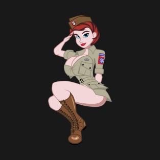 WWII 82 Airborne Pin Up Girl Cartoon T-Shirt