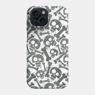 Skulls and Bones - Spooky Halloween Watercolor Seamless Pattern Phone Case