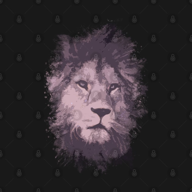 Save the LIONS Abstract Purple Surreal Lion Head Portrait for Animal Lovers by Naumovski