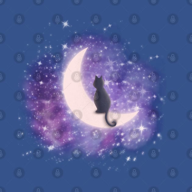 Cat and moon by tubakubrashop