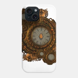 Golden clockwork with flowers Phone Case