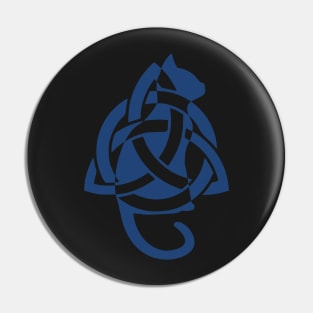 Blue Celtic Triquetra Cat East Silhouette Pin