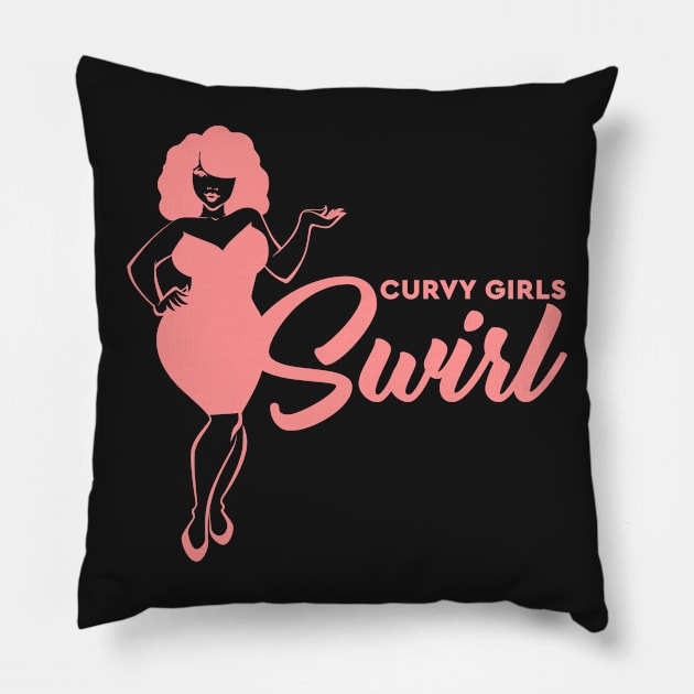 Curvy Girls Swirl Pink Pillow by MiscegeNation2018