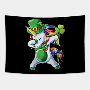 Dabbing Unicorn St Patricks Day Girls Leprechaun Lepricorn Tapestry