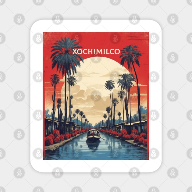 Xochimilco Mexico Vintage Poster Tourism Magnet by TravelersGems