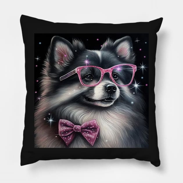 Cute Finnish Lapphund Pillow by Enchanted Reverie