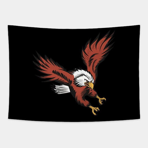 A determined eagle in mid-flight, focused on its prey with a keen gaze Tapestry by designe stor 