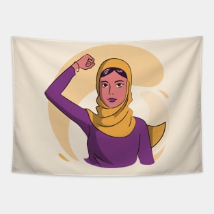 The Future is Female | Fierce Woman in a Hijab Tapestry
