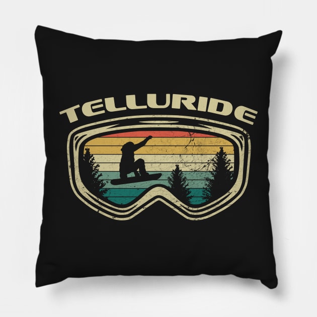 Telluride Colorado Snowboard Distressed Goggles Big Air Snow Pillow by markz66