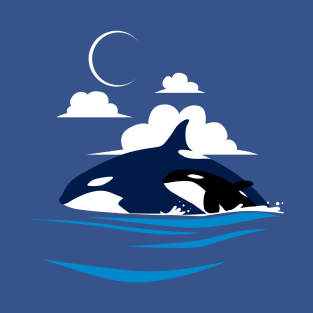 Killer whale Mom and her baby T-Shirt