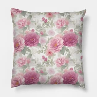 Amazing Watercolor Floral Pattern - Pink Roses Pillow