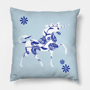 Blue unicorn Pillow