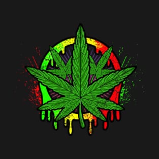 Marijuana Pot Leaf Weed Cannabis Art Graphic T-Shirt