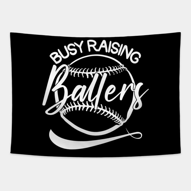 Baseball Busy Raising Ballers Tapestry by Quotes NK Tees