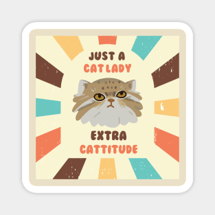 Funny Pallas Cat Owner Cat Lady Mom Cute Kitten with Cattitude Magnet