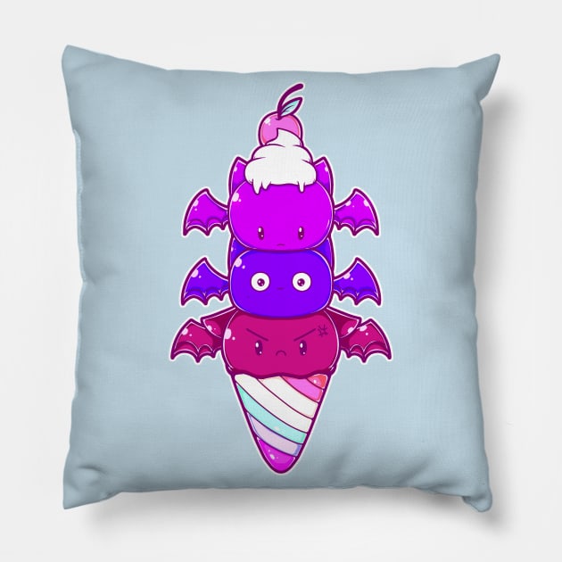 Cute Bat Ice Cream Summer Goth design Pillow by Witchy Ways