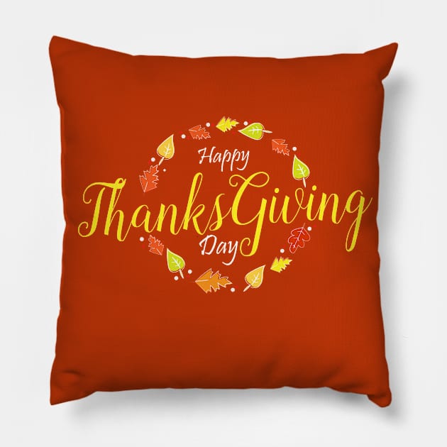 Happy Thankgiving Day Pillow by HarlinDesign