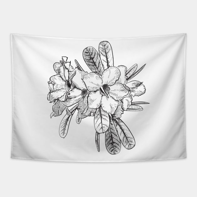 Intaglio art style flower illustration Tapestry by Maldives