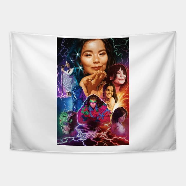 Illustrated Björk Poster Tapestry by wolfgangleblanc