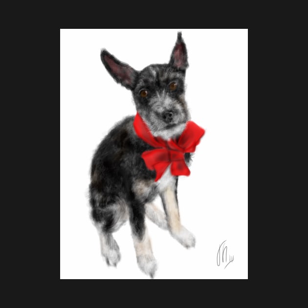 Pooch With a Red Bow by LITDigitalArt