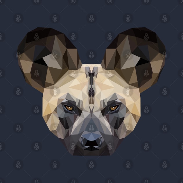 African Wild Dog Low Poly Art by TheLowPolyArtist