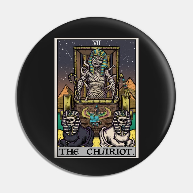 The Chariot Tarot Card Halloween Mummy Sphinx Egyptian Pyramids Pin by TheGhoulishGarb