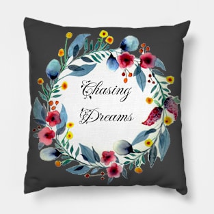 Watercolor Dreams  Floral Wreath in Stylish Elegant Style Pillow