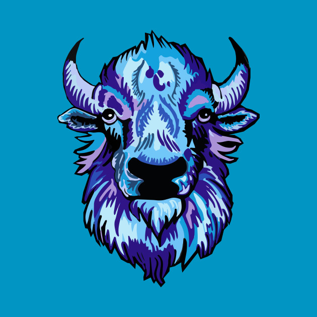 Mindful Vivid Buffalo in Purple & Light Blue by vividbuffalo