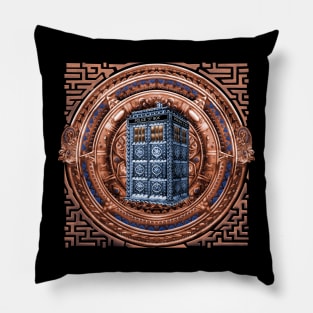 Aztec Tardis full color pencils sketch Pillow