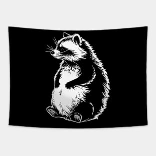 Cool Retro Cute Chubby Raccoon Funny Raccoon Tapestry