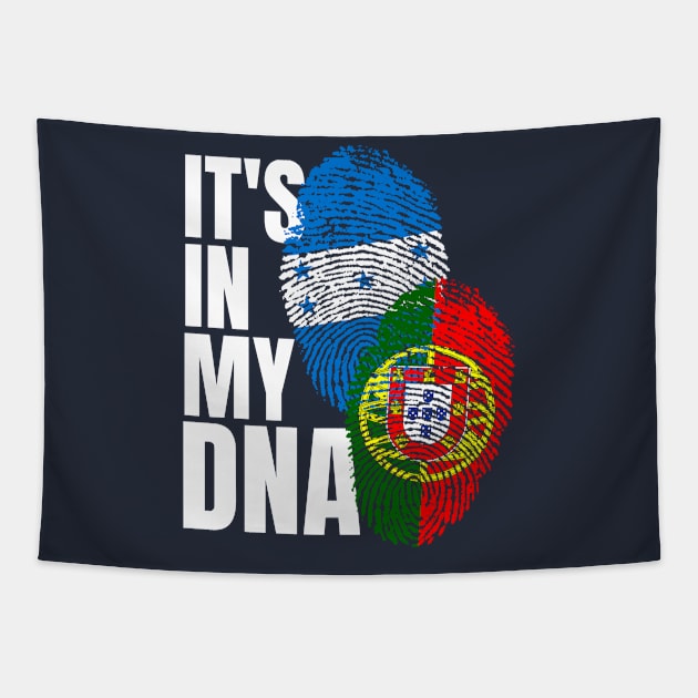 Portuguese And Honduran Mix DNA Flag Heritage Gift T-Shirt Tapestry by Just Rep It!!