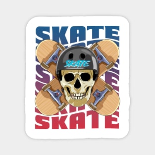 Skeleton Helmet Skateboarder Skateboard Decks Skater Skate Magnet