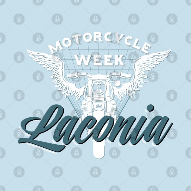 Laconia motorcycle week logo style - white and blue by PincGeneral