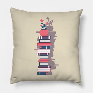 flower pot  book stack - aesthetic Pillow