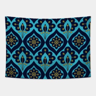 blue and gold pattern Tapestry