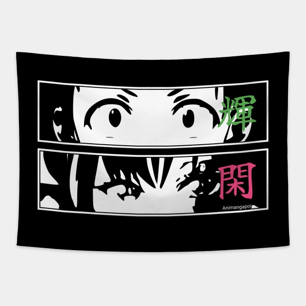 Z14 Zom 100 Bucket List of the Dead Anime Couple Ship Characters Akira and Shizuka Anime Eyes Zom100 x Animangapoi September 2023 Tapestry by Animangapoi