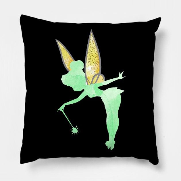 Green and Gold Fairy Pillow by magicmirror