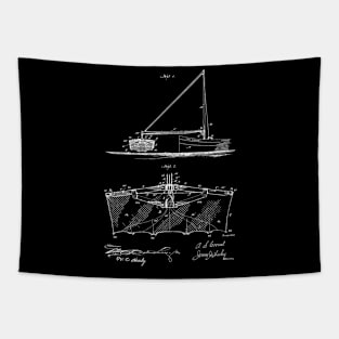 Fishing Net Vintage Patent Hand Drawing Tapestry