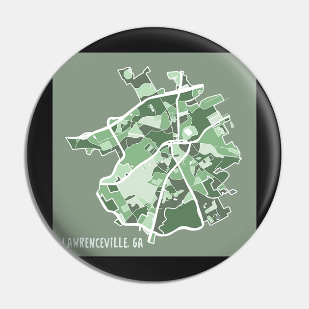 Lawrenceville, GA Map in Gray Greens Pin by MarcyBrennanArt