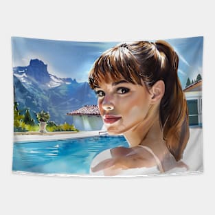 Mountain Retreat Poolside Tapestry